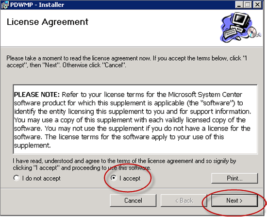 A screenshot of the license agreement.