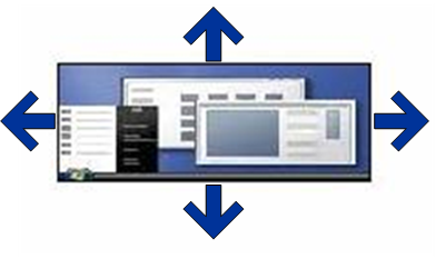 Diagram showing stretched scaling with the desktop filling the entire display.