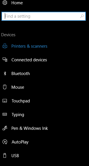 Devices list in Settings app.